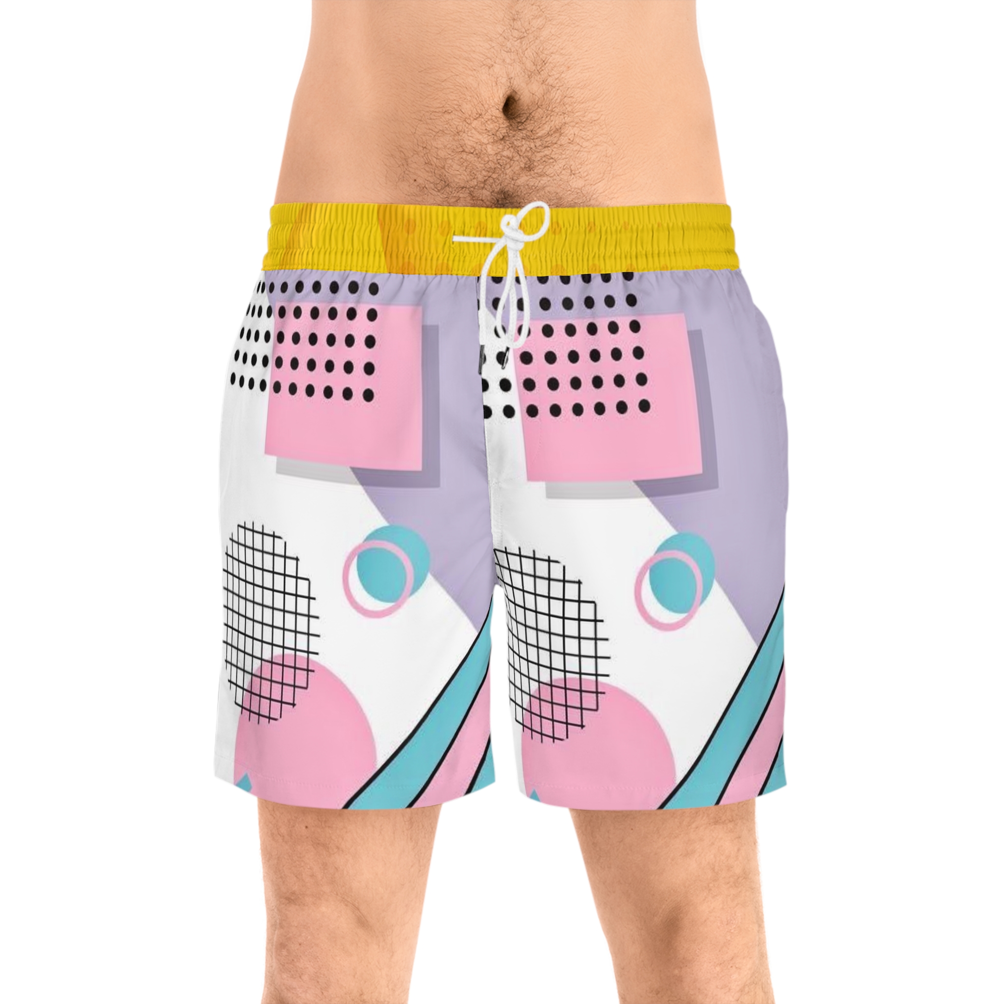 12291998435057802685_2048.jpeg Short de bain rétro Memphis — avec motif basket et Statue de la Liberté – Image 4