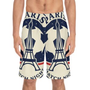 Short de bain Paris Match Night — Motif de football avec la Tour Eiffel