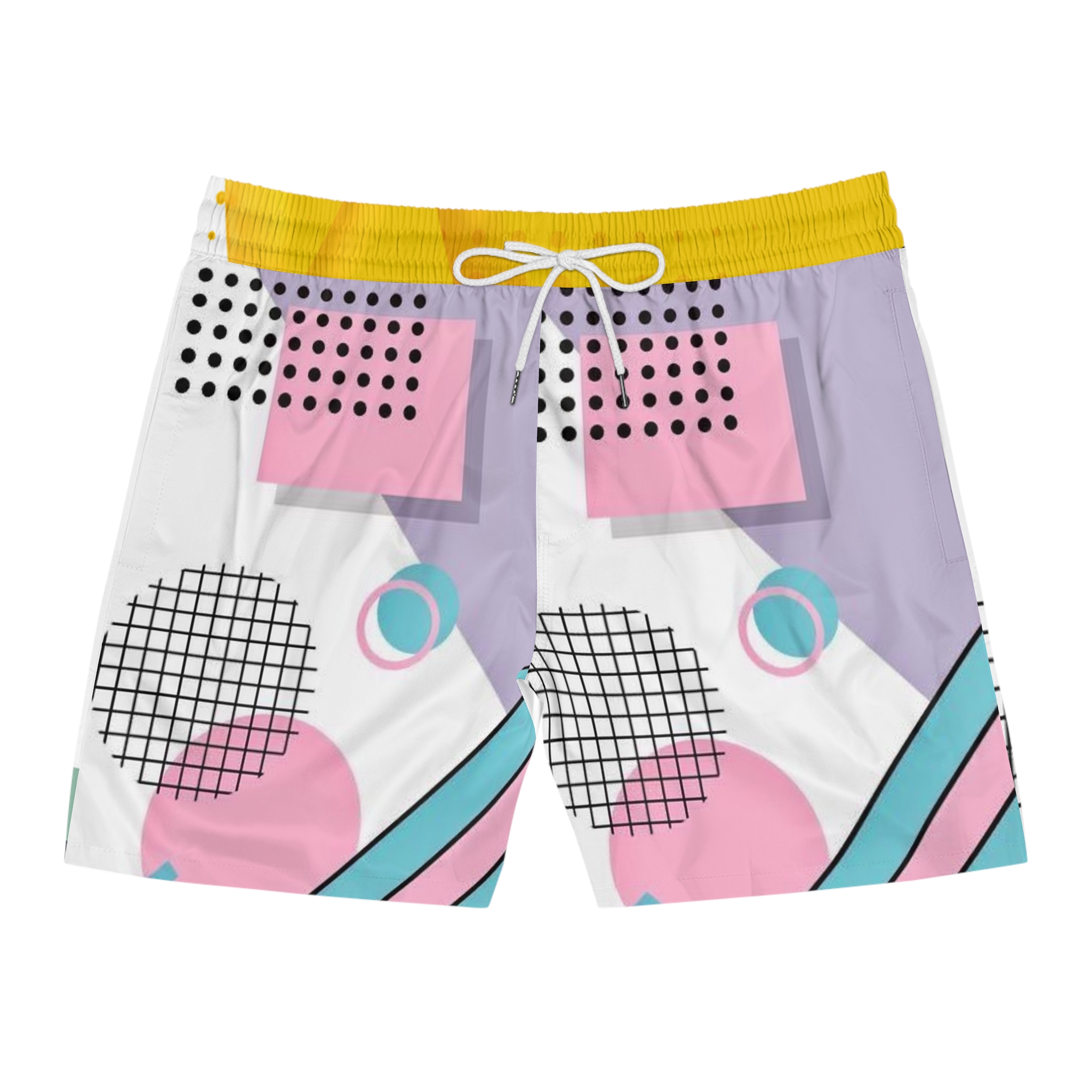 15708923668823767846_2048.jpeg Short de bain rétro Memphis — avec motif basket et Statue de la Liberté – Image 2