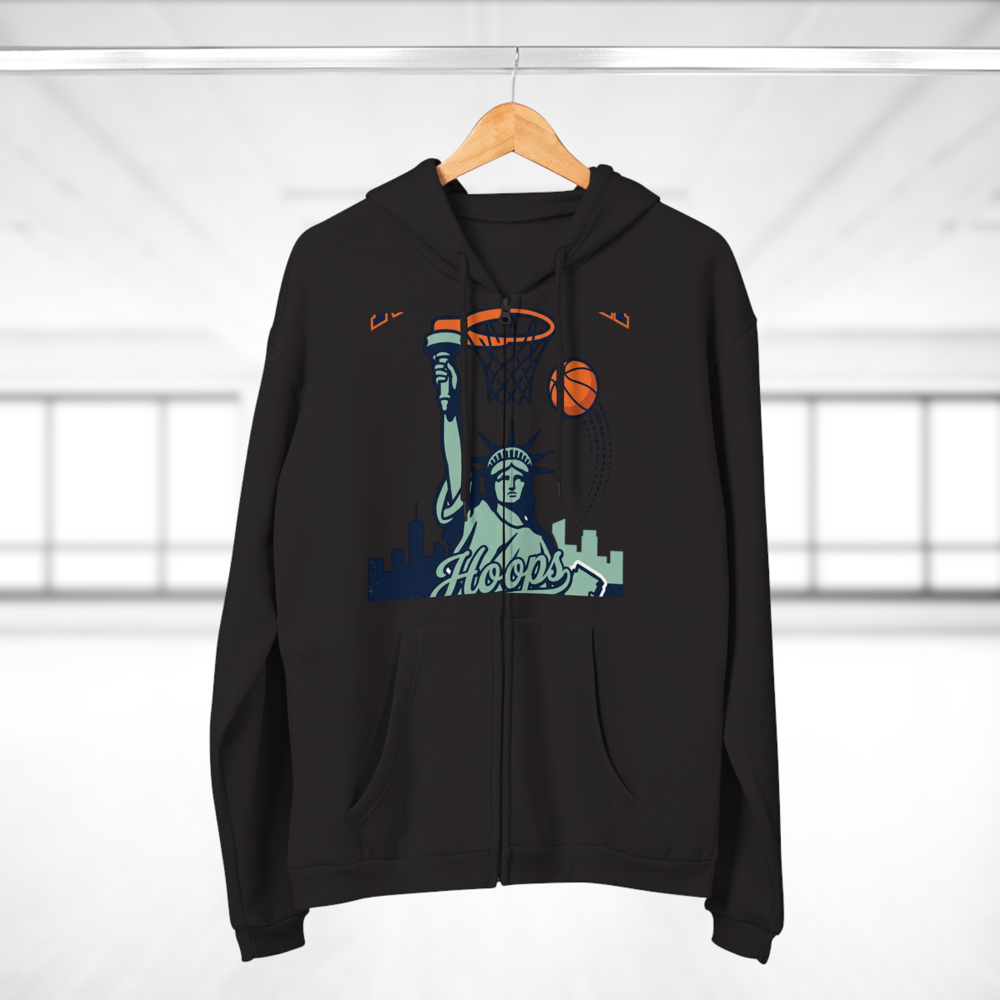 16254084783811299198_2048.jpeg Sweat à capuche zippé « Be the Best » – Basketball & Statue de la Liberté – Image 12