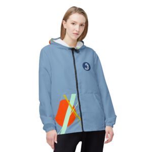 Veste coupe-vent artistique bleue