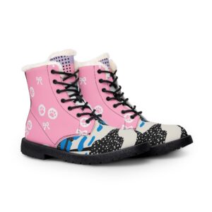 Bottes Roses à Lacets pour Femme